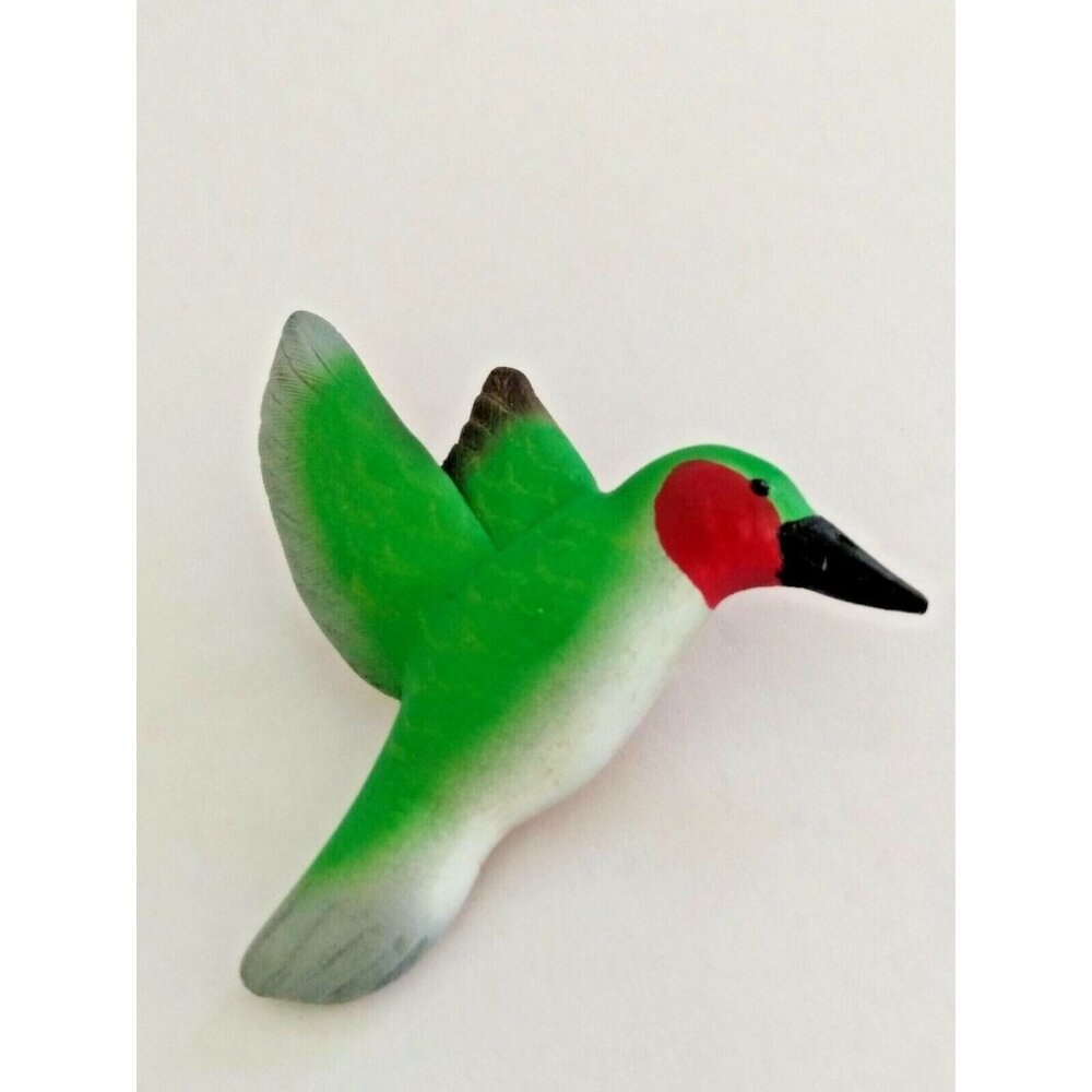 Hand Carved Bird Brooch/Pin (Red Throated Hummingbird) Russ Clark  2005